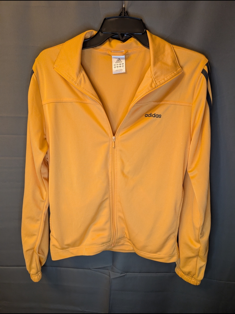 Vintage Adidas Y2K Yellow Full Zip Track Jacket 3-Stripes Womens Size Small